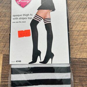 Opaque thigh hi with stripes